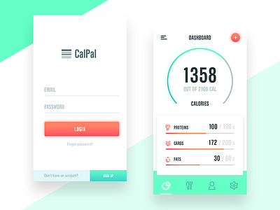 CalPal app calories clean dashboard graph mobile nutrition