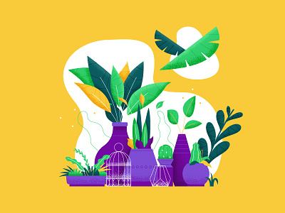Wetransfer wallpaper ceramics design flower grass leaf palm plant pottery vase wallpaper