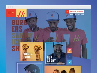 Drive-In Home Page burger css drivein food photography restaurant retro stl web