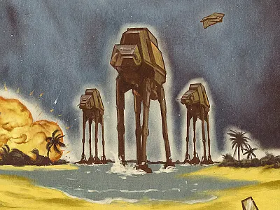 AT-ACT illustration poster retro rogue one star wars vintage