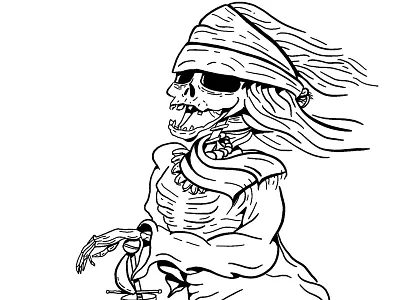 Pirate Princess character doodle ink ipad pro pirate procreate skeleton sketch skull weathered