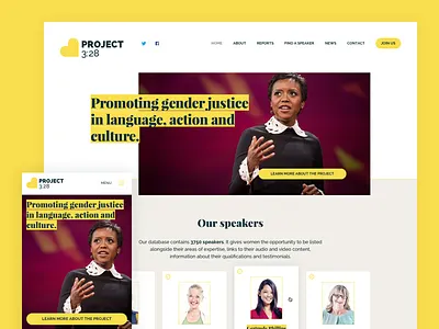 Mobile responsive homepage design blue and yellow design charity design homepage justice mobile ui ux web website women