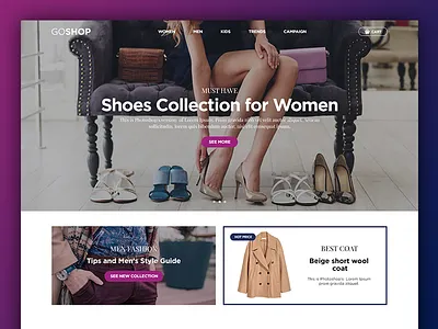 GOSHOP Online Shop - Website Concept 2d clean concept design e commerce header homepage landing page layout lp shop ui uidesign user interface ux ux design uxui web webdesign website