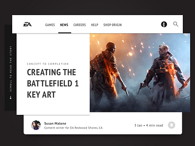Concept UGC Design for EA blog design ea flat grid menu navigation site typography ui web