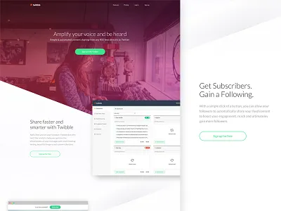Homepage Redesign for Twibble flat home homepage landing material design minimal page social media twitter