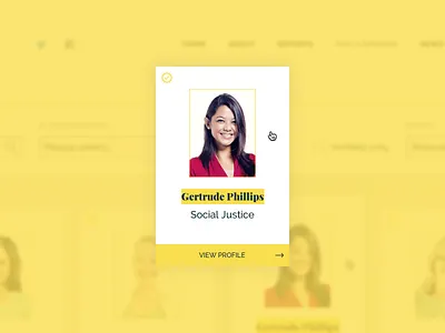 Profile archive listing ui design blue and yellow design charity design homepage justice profile ui ux web website women