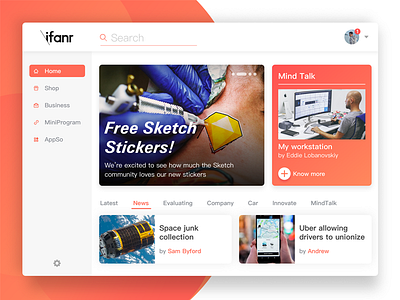 First shot!!! (Ifanr - Concept) cards concept dashboard firstshot ifanr ps sketch ui ux