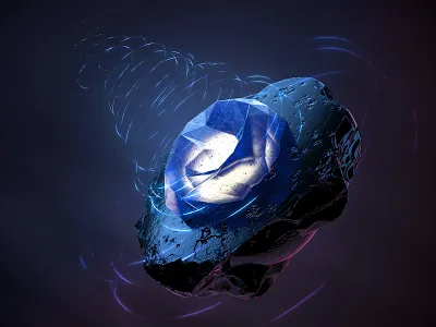 Stone Forms 3d abstract concept crystal energy floating render sci fi stone volcanic