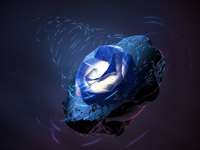 Stone Forms 3d abstract concept crystal energy floating render sci fi stone volcanic