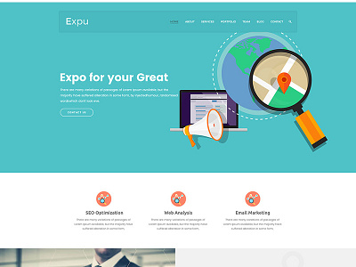 Expu-SEO and Marketing PSD Template agency analysis company flat modern online marketing optimization page rank ranking search engine seo social media