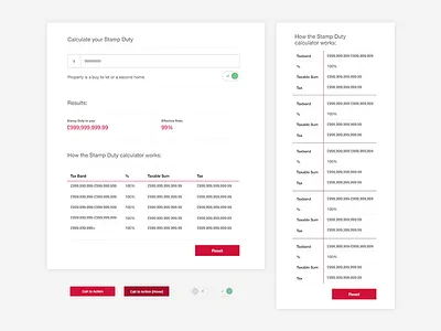 Tax Calculator / Responsive Table calculator design financial table tax ui