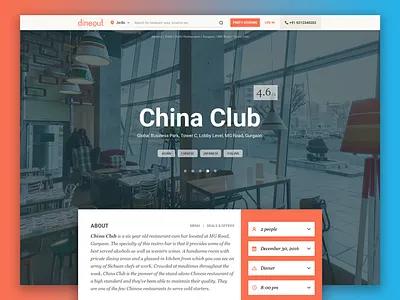 Restaurant Detail Page book a table booking chinese cuisine detail page food rating restaurant web