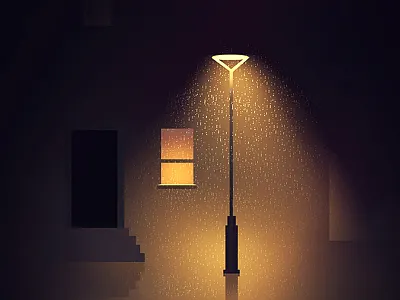 A window illustration lamp light night rain street trystram window