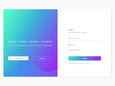 Login page data collection landing page login sign in web ui