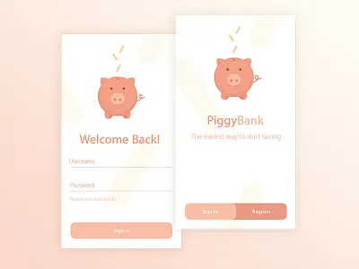 PiggyBank Concept App app design banking flat design ui vector