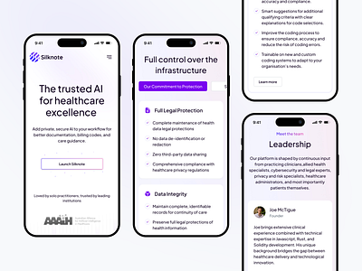 Silknote - Mobile Website Design ai ai scribe animation clinic website landing page llm med tech mobile mobile design motion motion graphics saas ui ux web webdesign