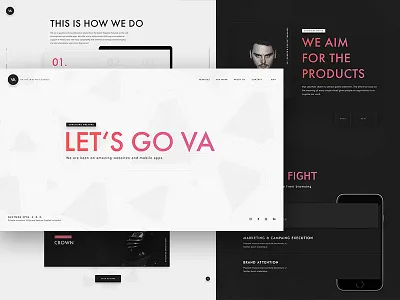 VA new website clean color dark design minimal simple ui web web design website white