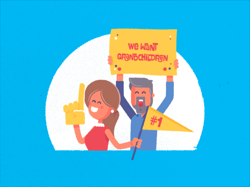 We Want Grandchildren! - GIF 1 animation dad fans gif grain illustration mom one parents