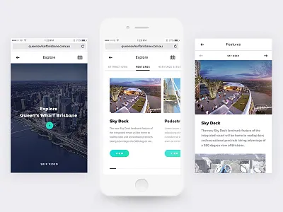 Queens Wharf Mobile brisbane clean mobile tabs ui ux video white