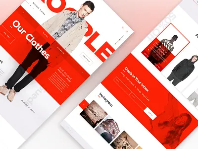 Clothing Store Landing apparel clothes clothing landing overlays red store street street wear urban web website