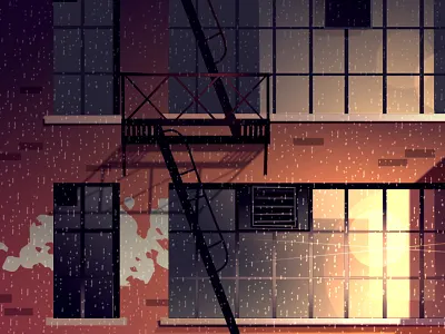 early morning day digital illustration light morning new york stairs travel trystram