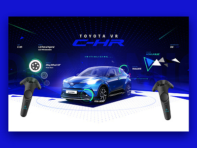 VR Configurator blue car configurator concept triangles vive vr