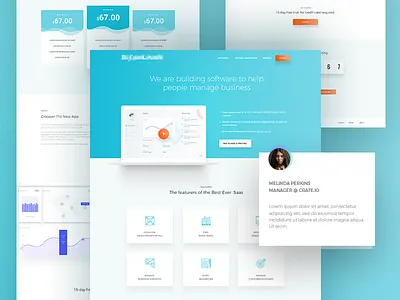 SaaS Software Landing Page clean landing page long shadow psd saas saas app saas application saas landing page saas service software ui web