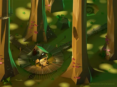 "Sacred seasons" game concept environment faceted game game dev level low poly