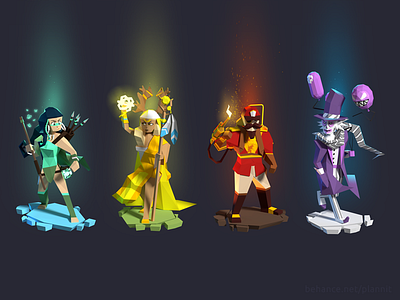 "Sacred seasons" game concept character faceted game game dev low poly