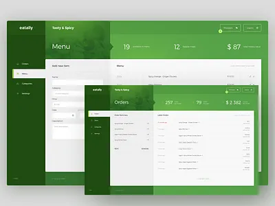 online food ordering / admin dashboard admin clean dashboard green panel