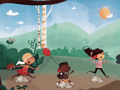 Happy monsters scared kids animation character children illustration kidlit monster run scared whimsical