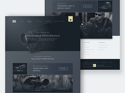EO-TECH Concept landing page minimal modern scope ui ux video weapon web website