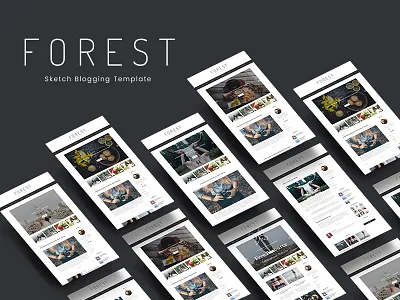 Forest - Minimal Sktch Blogging Template blog blogging creative market graphics light minimal mockup modern professional sketch sketch template template