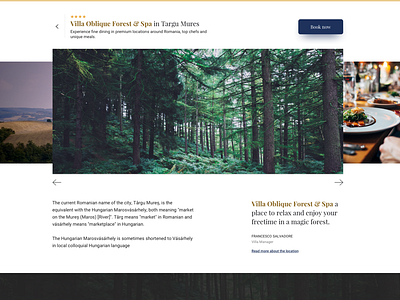 Forest Spa information page forest layout spa