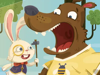 Bear doesn't mind. bear bunny character design children book illustration wolf