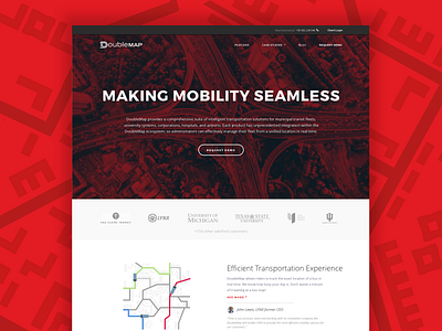 Landing page for transportation startup flat landing map minimal neat page red simple single white