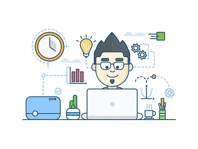 Advantages Illustration advantages chart designer developer diagram flow header icon illustration like recruitment walktrought