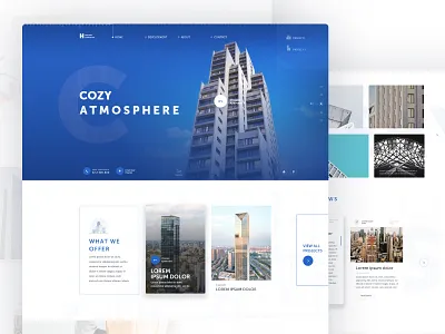 Horizon Construction architecture buildings clean design landing page layout property typography user interface ux web design website