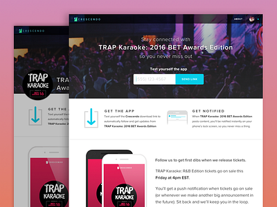 Crescendo Profile Redesign 02 app landing page profile publisher push notification startup ui web