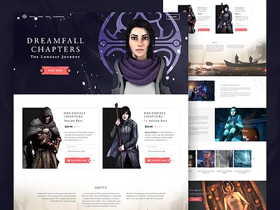 Dreamfall Chapters landing page clean dreamfall fireart fireart studio games interface landing page redesign ui ux website