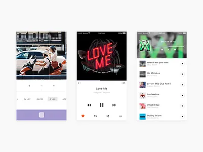 Daily Exercise — Clean style 03 camera clean ios list menu music player radio select takephoto ui