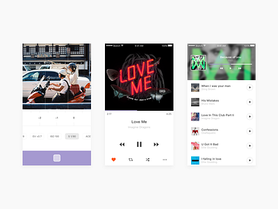 Daily Exercise — Clean style 03 camera clean ios list menu music player radio select takephoto ui