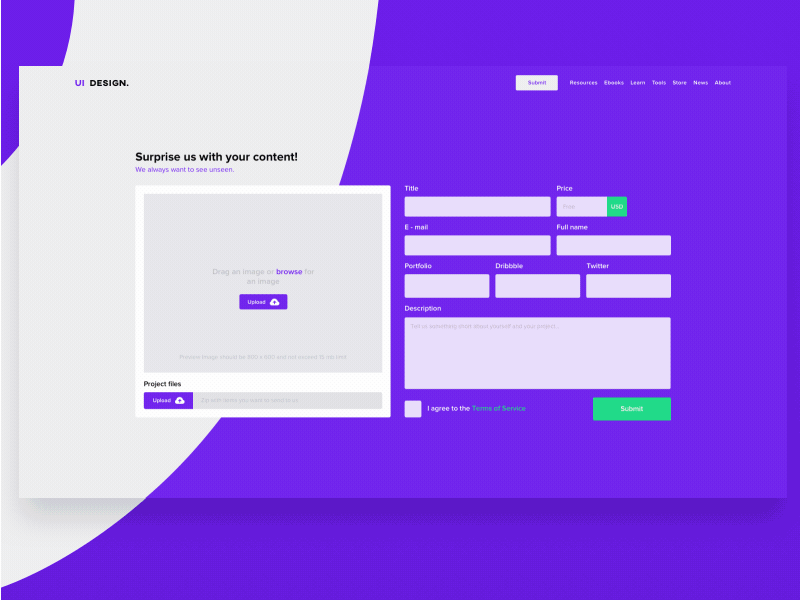 UI Learning - Upload page (concept) animation design education gif home page homepage landing page learning resources scroll ui ux