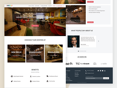innov8 - Index Page collaboration coworking feedback spaces ui ux web