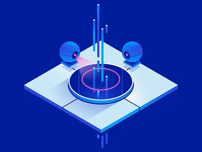 Style Exploration Three - Harmonization Layer crawler data gradient illustration isometric robot scan