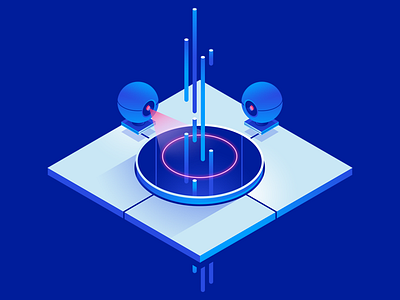 Style Exploration Three - Harmonization Layer crawler data gradient illustration isometric robot scan
