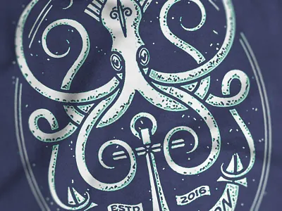 Ocean Vibration anchor banner crest engraving illustration logo ocean vibration simon frouws squid tentacles the famous frouws vintage