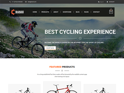Rideo – eCommerce HTML Template accessories bicycle biking clean creative interior mountain biking responsive shopping sport store