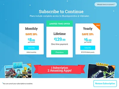 Subscription Plans blueapprentice game ipad me2ahmedhassan payment plans plans subscription ui