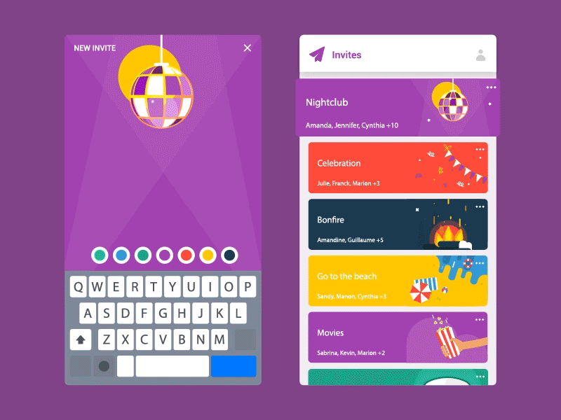 Gather with us animation app celebration colorful light motion nightclub ux